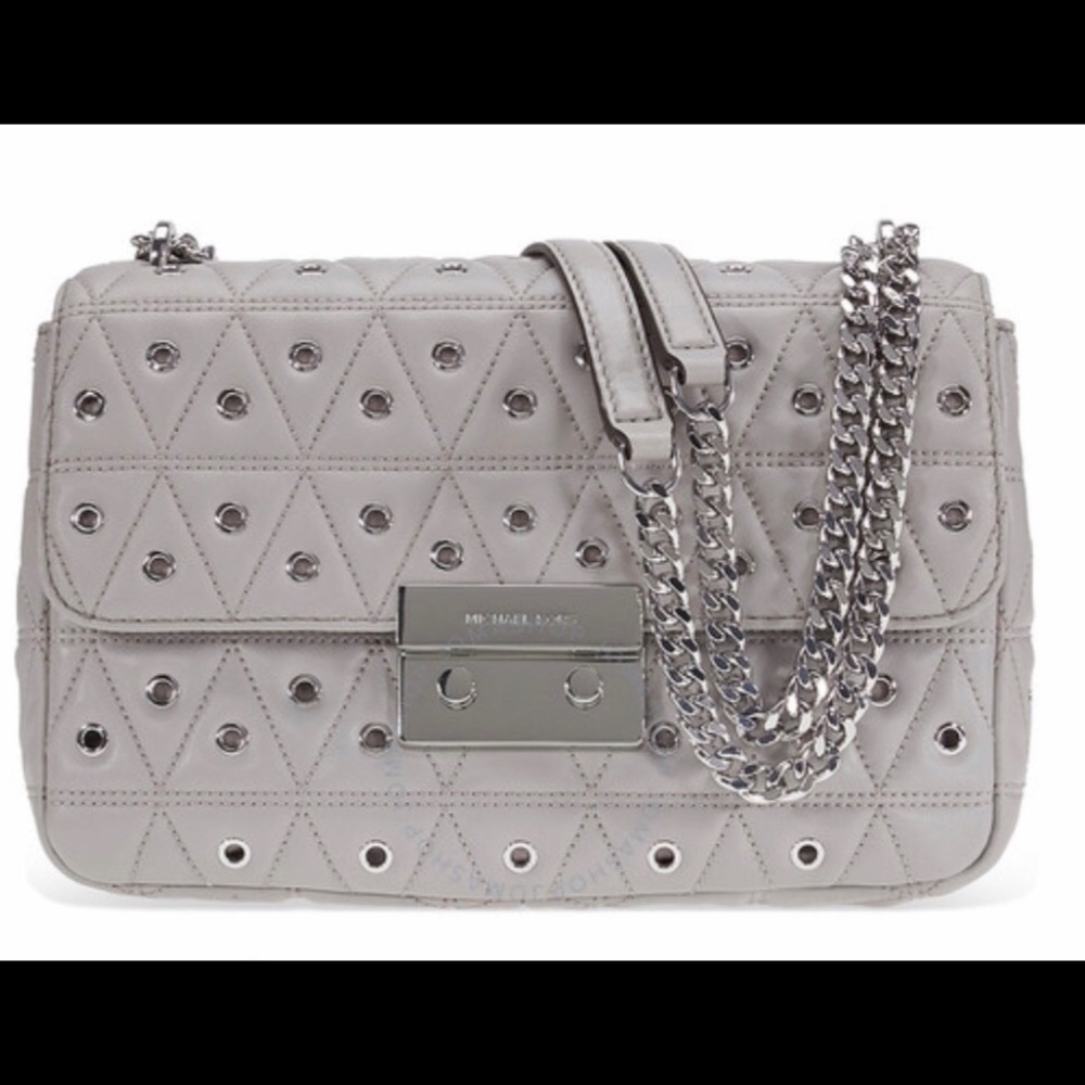 NWTMichael Kors Sloan Studded Bag. Pearl Gray.